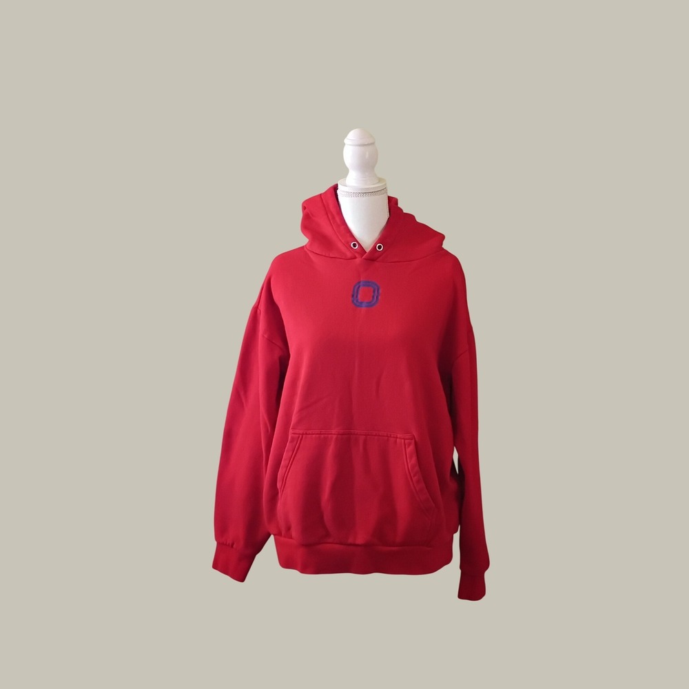 Overtime Classic Hoodie Red Sweatshirt Cotton Streetwear Unisex Mens M Womens L